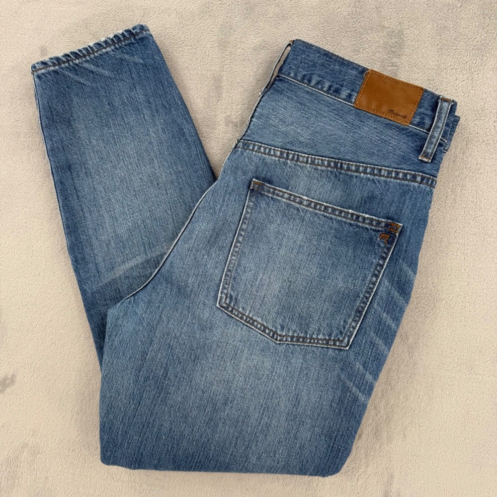 Madewell High Rise Tapered Jeans Womens 32 Medium Wash Distressed Blue Denim